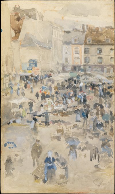 ヴァイオレットとグレイマーケットプレイスの変奏曲、ディエップ、1885年。 作： James Abbott McNeill Whistler