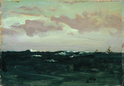 ヴァイオレットとブルー1893年頃、パネルに油彩で描かれた「ローラーの間 作： James Abbott McNeill Whistler