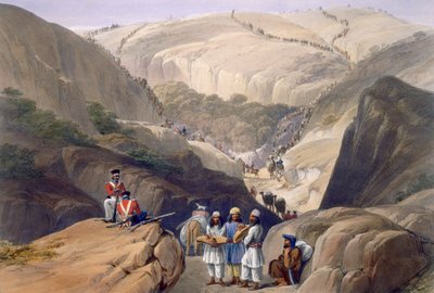 チャーリーハゲ（1810-88）とルイハゲ（1806-85）によって刻まれた、「アフガニスタンのスケッチ」からのクージャパスの最初の降下、ヘンリーグレイブス発行（1842年） 作： James Atkinson