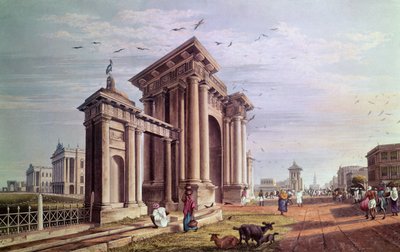 ロバートハヴェル、パブによって刻まれたコートハウスストリート、カルカッタ。 1824 作： James Baillie Fraser