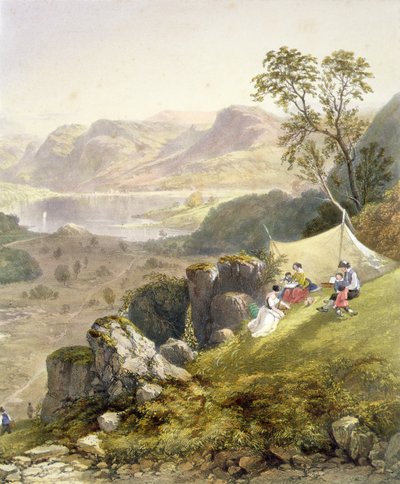 サールミアとウィスバーン、スケッチ隊の詳細、「The English Lake District」より 作： James Baker (after) Pyne