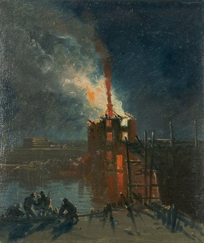 ブリストル暴動：ワッピングの倉庫、1832年頃（紙に油彩） 作： James Baker Pyne