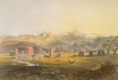 ケズウィック近くのキャッスルリッグストーンサークル、1853年の「イギリス湖水地方」 作： James Baker Pyne