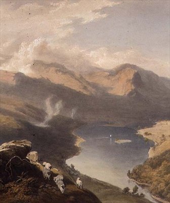 ラングデールフェルのグラスミア、湖の詳細、「イギリス湖水地方」、1853年 作： James Baker Pyne
