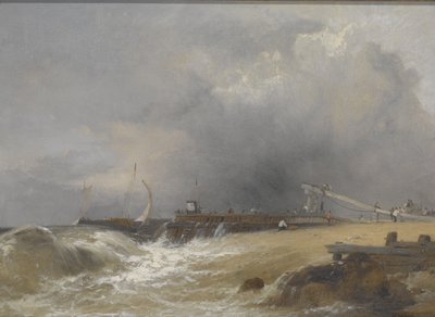 サセックス海岸のリトルハンプトン桟橋、1842年頃（キャンバスに油彩） 作： James Baker Pyne