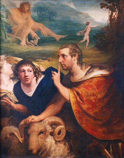 ユリシーズの登場人物のジェームズバリーとエドマンドバークの肖像画と1776年のポリフェムスの洞窟から逃げる彼の仲間 作： James Barry