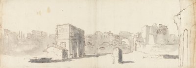 ローマ、コンスタンティヌス帝の凱旋門と他の遺跡の眺め 作： James Barry
