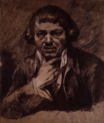 自画像」1800年頃（紙に筆とビストルを使用） 作： James Barry
