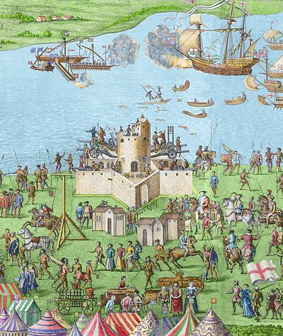 ソレントの戦いにおけるメアリーローズの沈没、1545年、1778年（彫刻）（後の着色） 作： James Basire