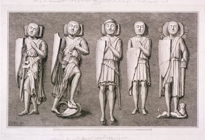1786 年、ロンドンのテンプル教会にある 5 人の騎士の彫像。 作： James Basire I