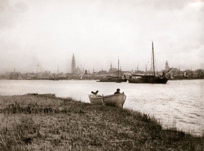 運河沿いの手漕ぎボート、ロッテルダム、1898年。 作： James Batkin