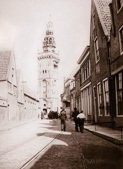 ストリートシーン、モニケンダム、オランダ、1898年。 作： James Batkin