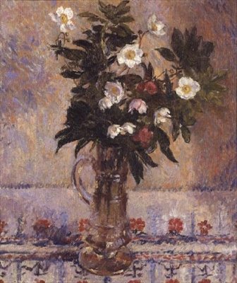 ガラスの花瓶の花 作： James Bolivar Manson