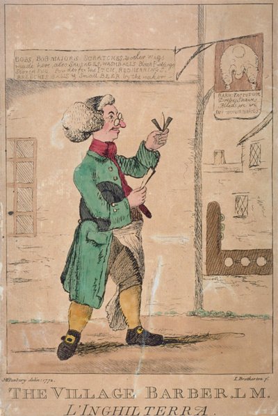 「村の床屋」、1772年 作： James Bretherton