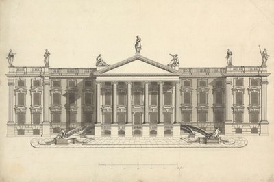正体不明のパラディオ様式の邸宅の完成図 作： James Bruce