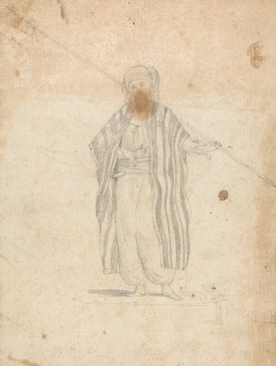 Man Wearing a Burnoose and Carrying a Spear   1445003   ja       japanese Successfully Translated  Original: Tiger Hunting in the East Indies [1798, Royal Academy of Arts, London, exhibition catalogue] Translat: Tiger Hunting in the East Indies [1798, Roya 作： James Bruce