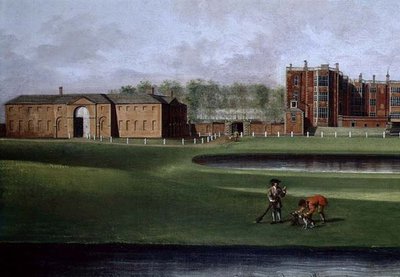 テンプル・ニューサム・ハウスの眺め、乗馬学校の詳細、1750年頃（油彩・キャンバス）（128852も参照） 作： James Chapman