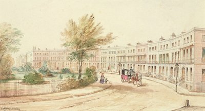 ロイヤルクレセント、チェルトナム、1850年頃（紙にトイレ） 作： James Charles Oldmeadow