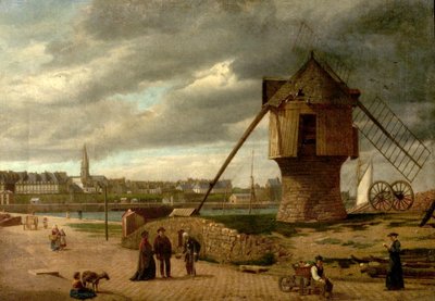 風車のある風景、サンマロ、フランス、1877 作： James Collinson