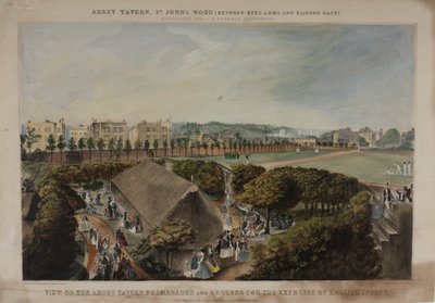 修道院の居酒屋と遊園地の眺め、バイオレットヒル、メリルボーン、c.1870 作： James D Barnett