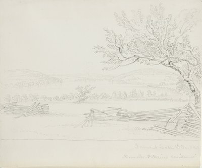 W.メインズレジデンスのダーウェント湖、1843年（クリーム色の紙の上にグラファイト） 作： James David Smillie