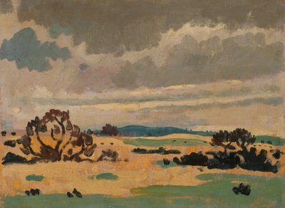 フランスの風景（油彩・パネル） 作： James Dickson Innes