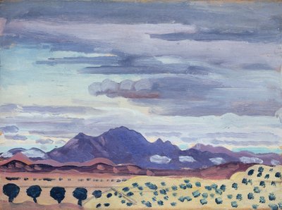 ピレネー山脈では、1911年頃（パネルに油彩） 作： James Dickson Innes