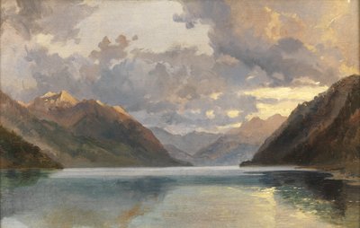 ルツェルン湖（キャンバスに置かれた紙に油彩） 作： James Duffield Harding