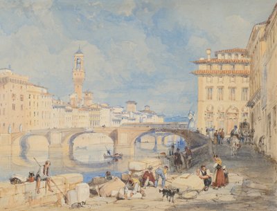 1832年以前、フィレンツェのサンタ・トリニータ橋。 作： James Duffield Harding