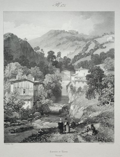 古代フランスの絵のようにロマンチックな旅。 オーヴェルニュ: ティエールの滝 作： James Duffield Harding
