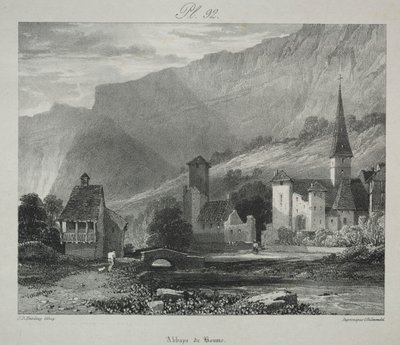 古代フランスの絵のようにロマンチックな旅。 フランシュ・コンテ：ボーム修道院、ボーム・レ・メシュー 作： James Duffield Harding