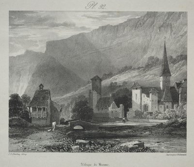 古代フランスの絵のようにロマンチックな旅。 フランシュ・コンテ：ボーム修道院、ボーム・レ・メシュー 作： James Duffield Harding