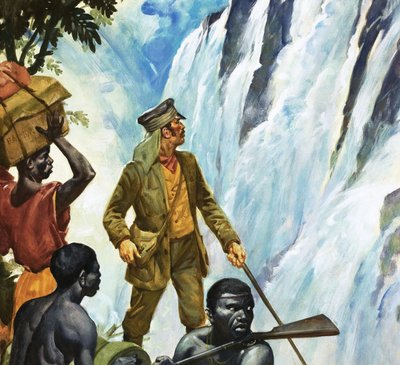 デイヴィッド・リヴィングストン、ビクトリアの滝を発見する 作： James Edwin McConnell
