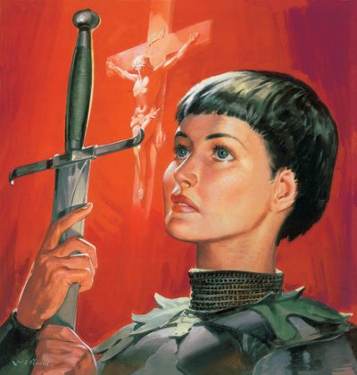 ジャン・オブ・アルク（1412-31）（紙にグワッシュ） 作： ジェームズ・エドウィン・マコーネル