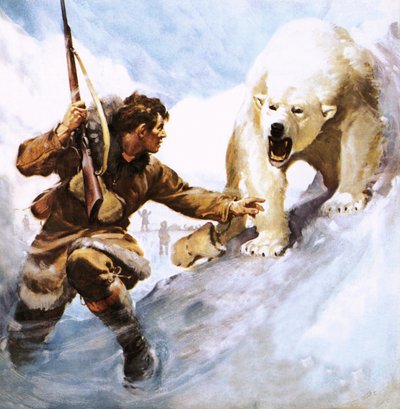 ホッキョクグマに襲われるヴィルヒャルマル・ステファンソン 作： James Edwin McConnell