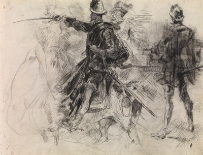 Dom Quixote (giz preto sobre papel) 作： James Ensor