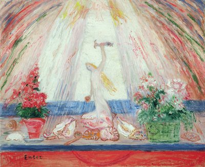「大地の花、光の笑いの下の海の植物」（キャンバスに油彩） 作： James Ensor