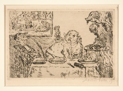 La gourmandise (Gluttony)、ポートフォリオ Les p?ch?s capitaux (The Deadly Sins) から 作： James Ensor