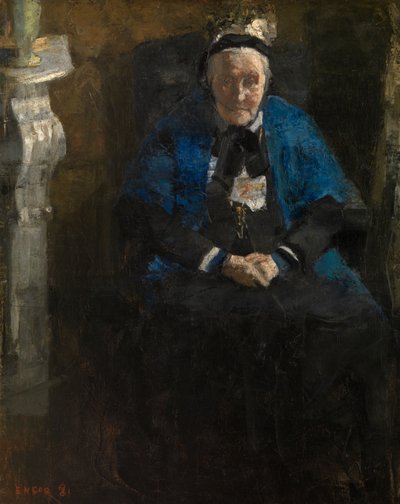 Nainen sinisellä huivilla 作： James Ensor
