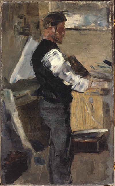 スタジオのウィリー・フィンチ、c.1880-82（キャンバスに油彩） 作： James Ensor