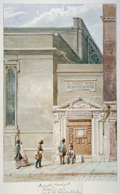 セント・キャサリン・クリーとアルドゲートの監視小屋の部分図、シティ・オブ・ロンドン、1830年 作： James Findlay