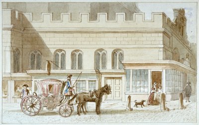 St Dunstan-in-the-Westによるショップフロント、フリート・ストリート、シティ・オブ・ロンドン、1820年 作： James Findlay