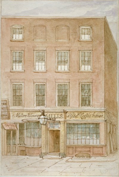 ザ マイター タバーン、マイター コートのコーヒー ハウスとホテル、フリート ストリート、シティ オブ ロンドン、1850 年 作： James Findlay