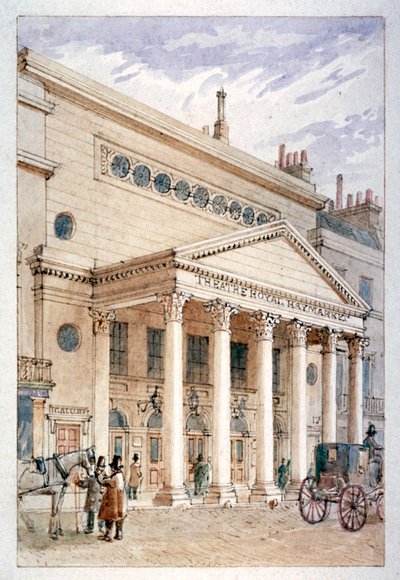 ザ シアター ロイヤル、ヘイマーケット、ウェストミンスター、ロンドン、c1840 作： James Findlay