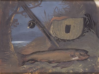 サーモン（ガラスに油絵） 作： James Flewitt Mullock