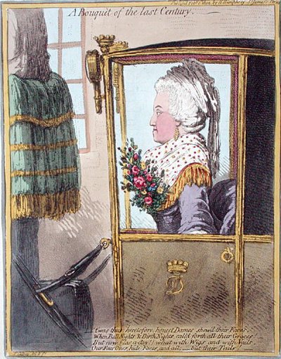 ハンナ・ハンフリーが1802年に出版した「前世紀のブーケ」（手彩色の銅版画） 作： James Gillray