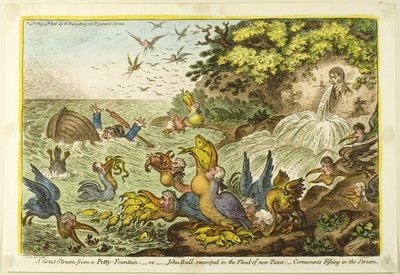 きれいな噴水からの素晴らしい流れ 作： James Gillray