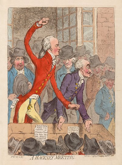 ハックニーミーティング、パブ。 1796年（手描きの彫刻） 作： James Gillray