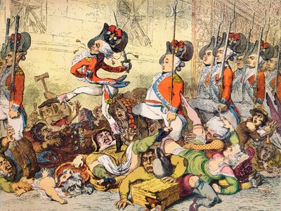 銀行への行進、1787 作： James Gillray