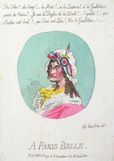 1794年にハンナハンフリーによって発行されたパリのベル（手描きのエッチング） 作： James Gillray
